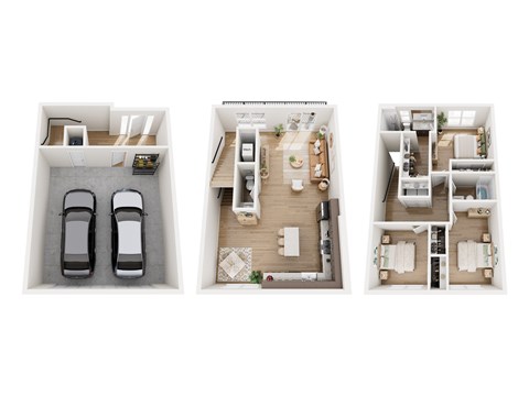 Floor plan for 3 beds, 2.5 baths, 1537 sqft